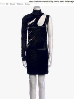 ROTATE Birger Christensen Black Shiny Leather(ish) Dress